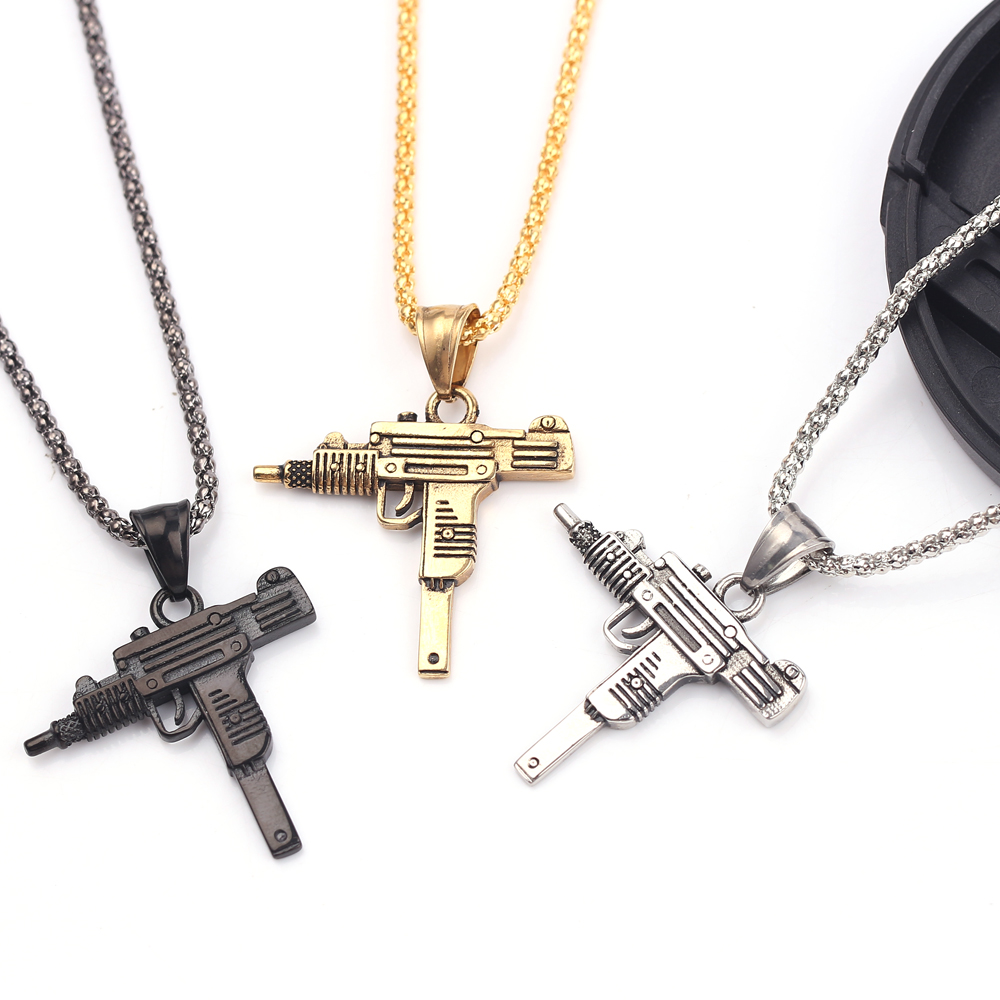 Street Fashion Jewelry - Punk Uzi Pistol Machine Gun Necklace