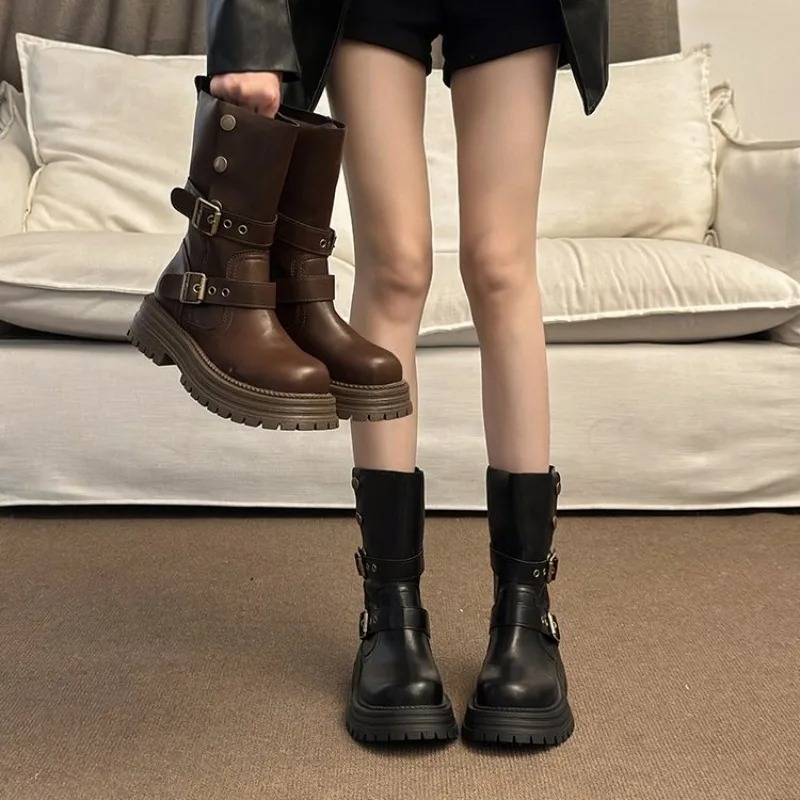 Street Fashion Korean - Women's Retro Ankle Boots 2026 Brown