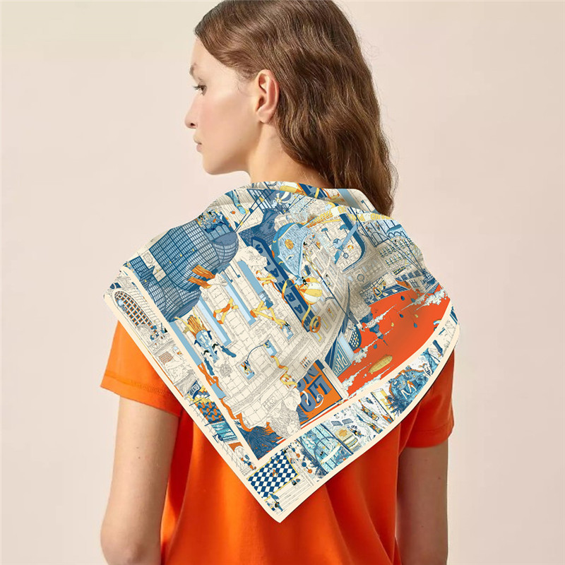 Street Fashion Hijab - Silk Scarf Women City Street Print