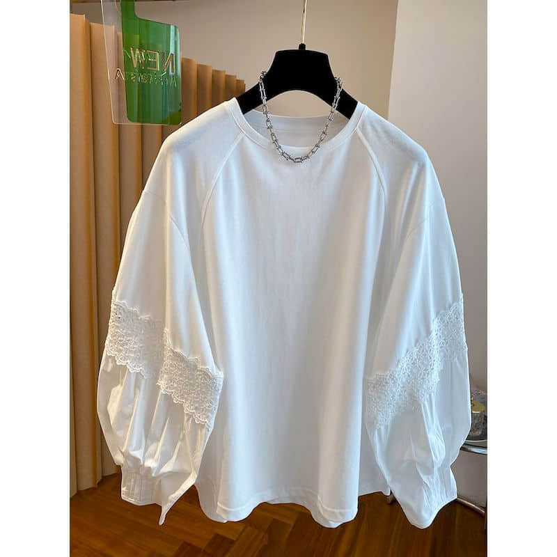 Longline Tee Oversized - Solid T-shirts for Women Oversized Lace