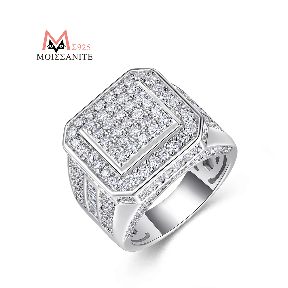 Street Fashion Rings - JIUZUAN Full Moissanite Ring Square 925