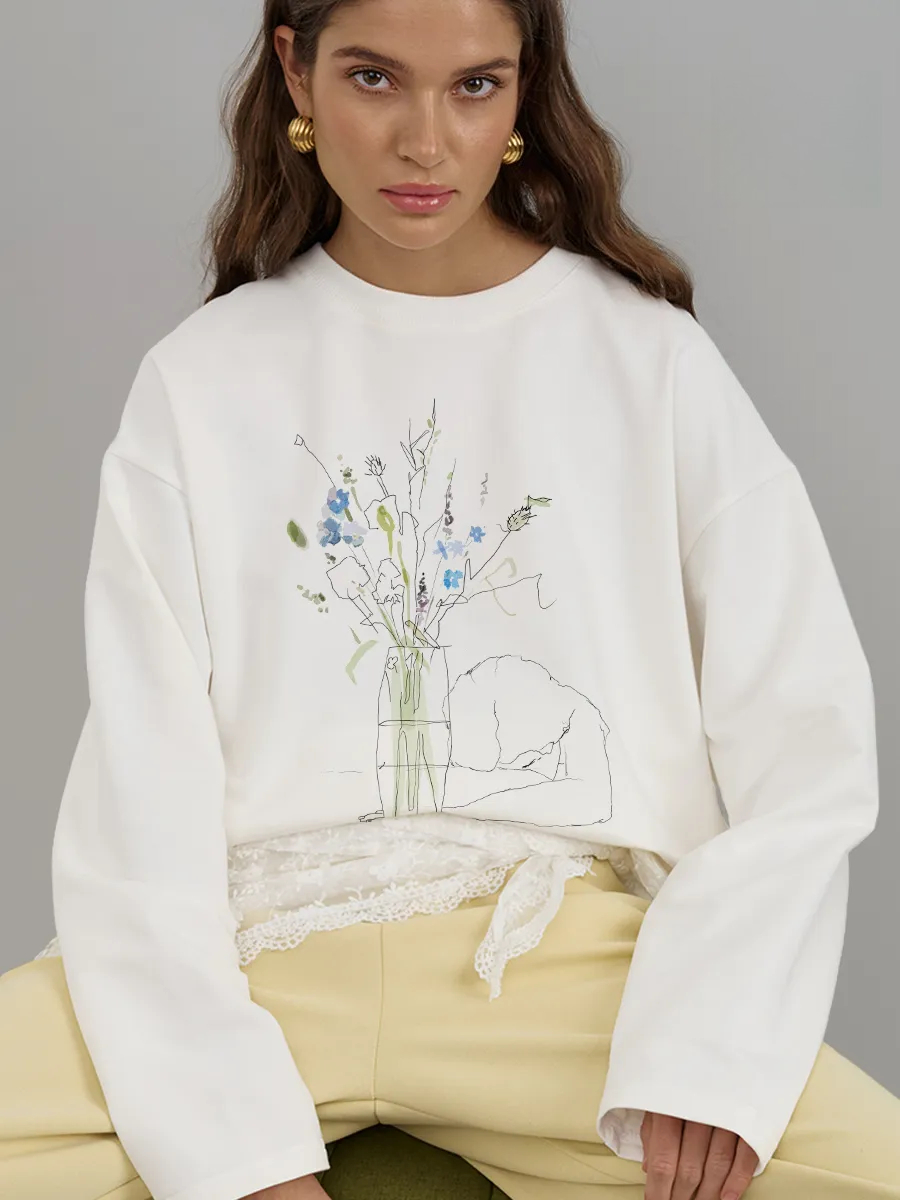 Longline Tee Oversized - Women Long Sleeve T‑Shirt Autumn New