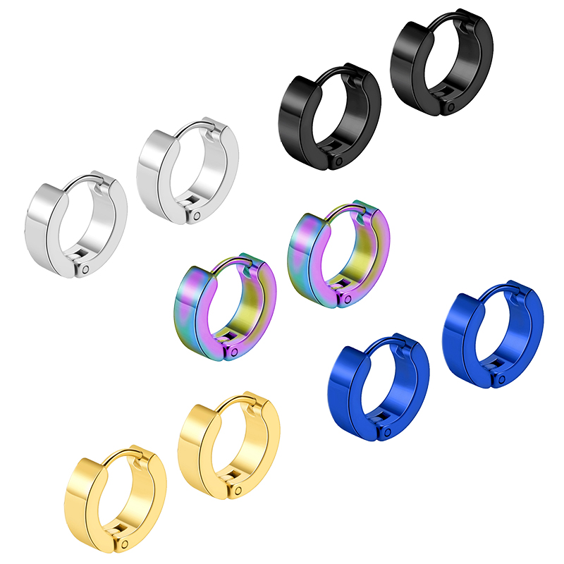 Street Fashion Rings - 1Pair Punk Stainless Steel Round Circle