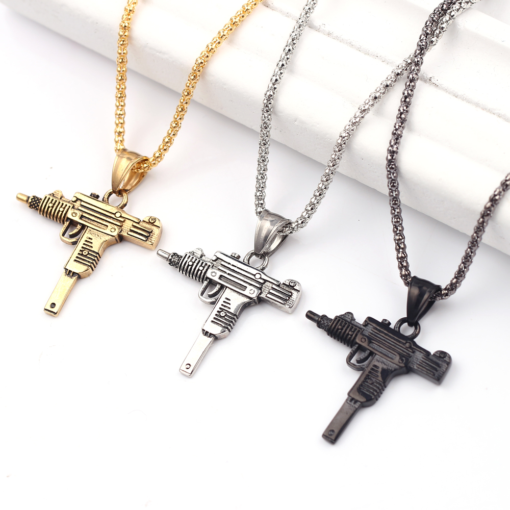 Punk Uzi Pistol Machine Gun Ne - Street Fashion Jewelry recension och pris