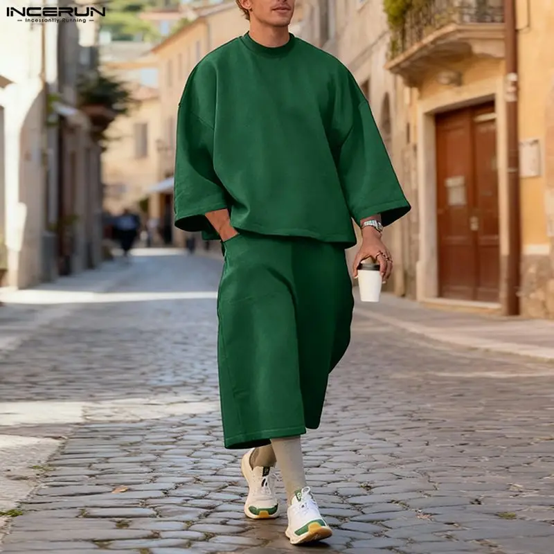 INCERUN Men Sets Solid Color B - Street Summer Fashion recension och pris