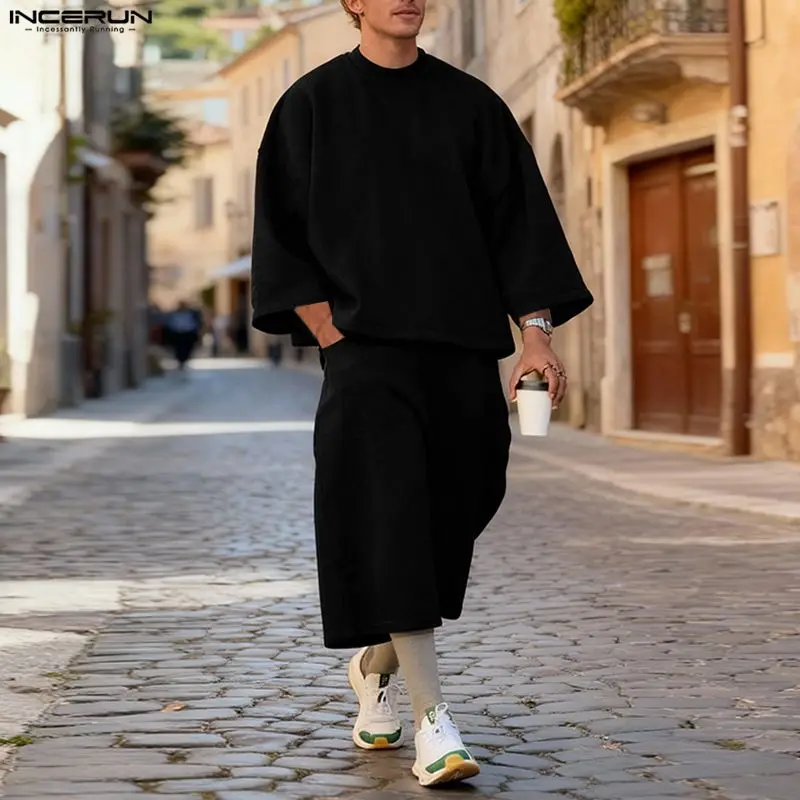 INCERUN Men Sets Solid Color B - Street Summer Fashion recension och pris