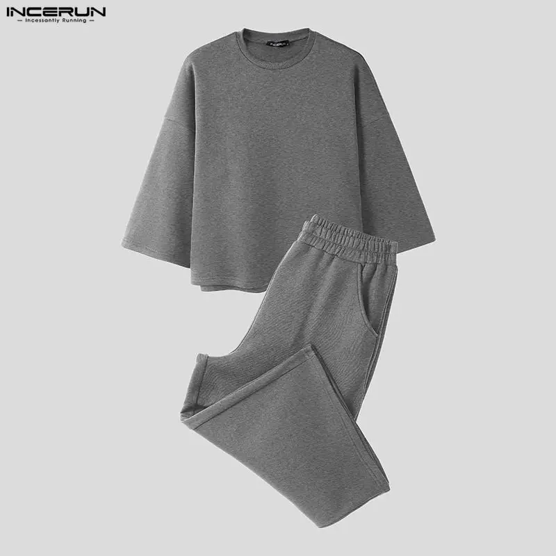 INCERUN Men Sets Solid Color B - Street Summer Fashion recension och pris