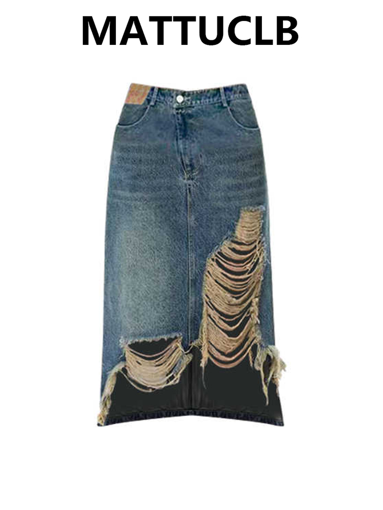 Women 2000s Midi Skirt Ripped  - Street Fashion Korean recension och pris