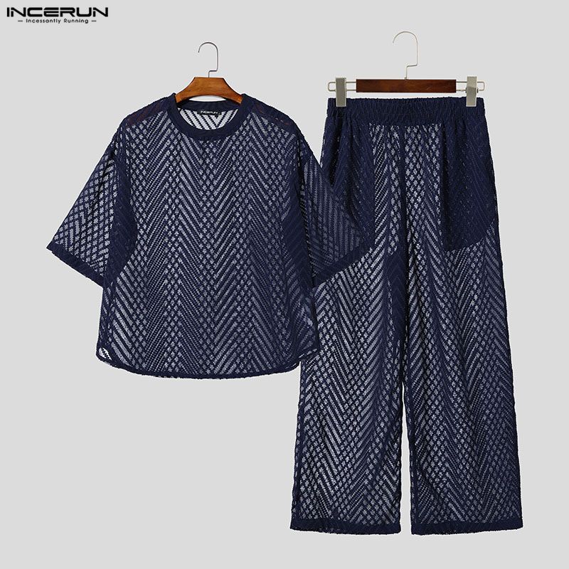 INCERUN Men's Sets See Through - Street Summer Fashion recension och pris