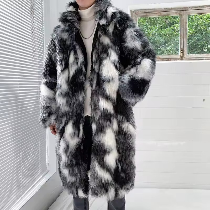 Winter Hip Hop Long Faux Fur C - Street Fashion Korean recension och pris