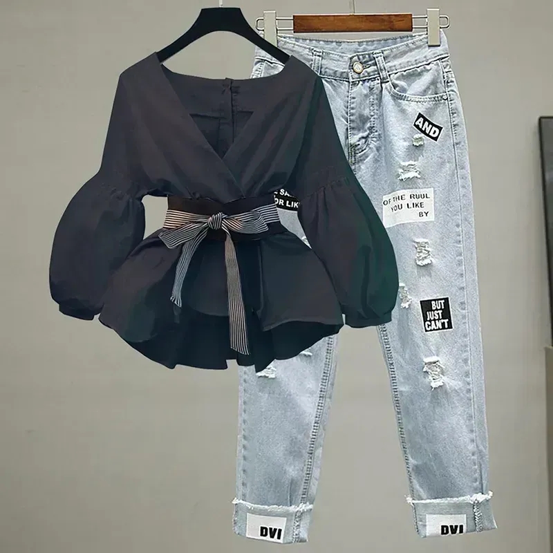 Women Elegant V-Neck Stripe La - Street Fashion Korean recension och pris