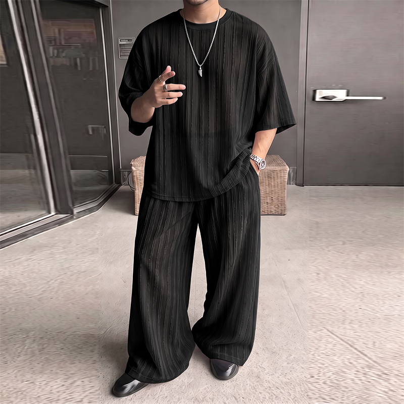 INCERUN Men's Sets Striped See - Street Summer Fashion recension och pris