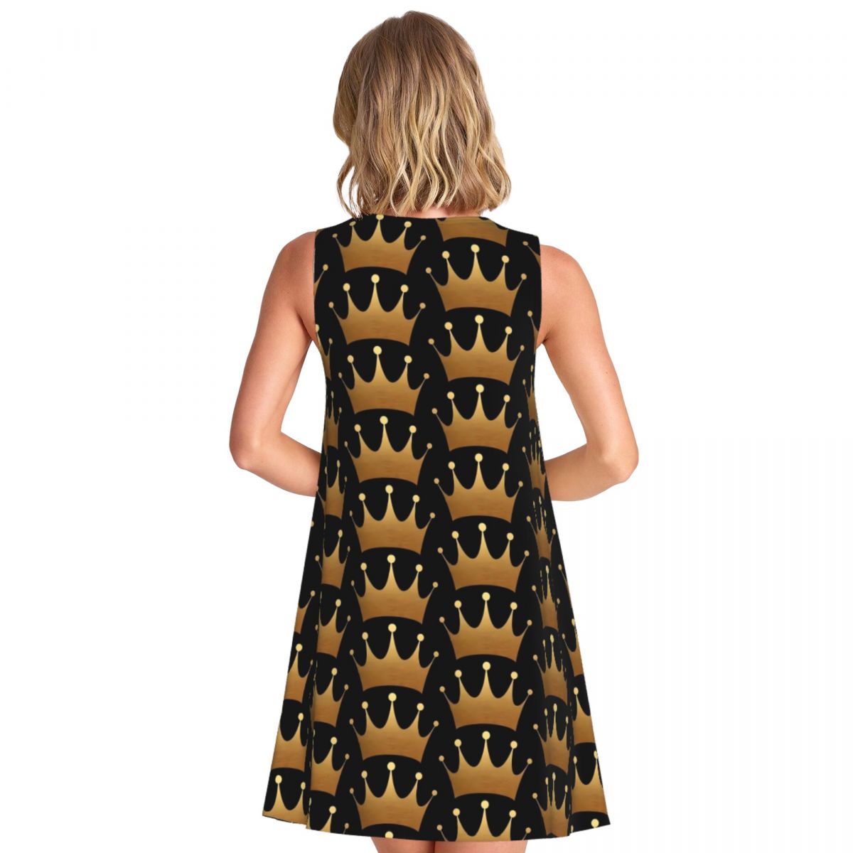 Queen Print Dress Gold Crown P - Queen Street Fashion recension och pris