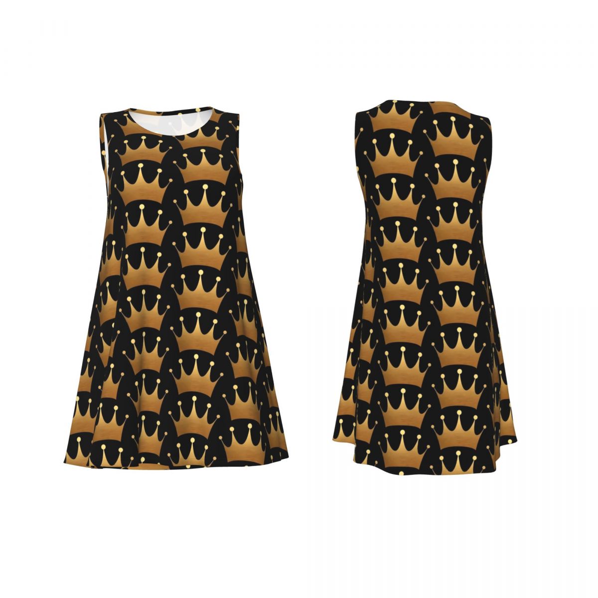 Queen Print Dress Gold Crown P - Queen Street Fashion recension och pris