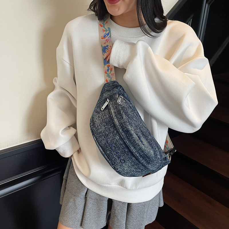 Denim Blue Chest Bags For Wome - Street Fashion Trend 2025 recension och pris